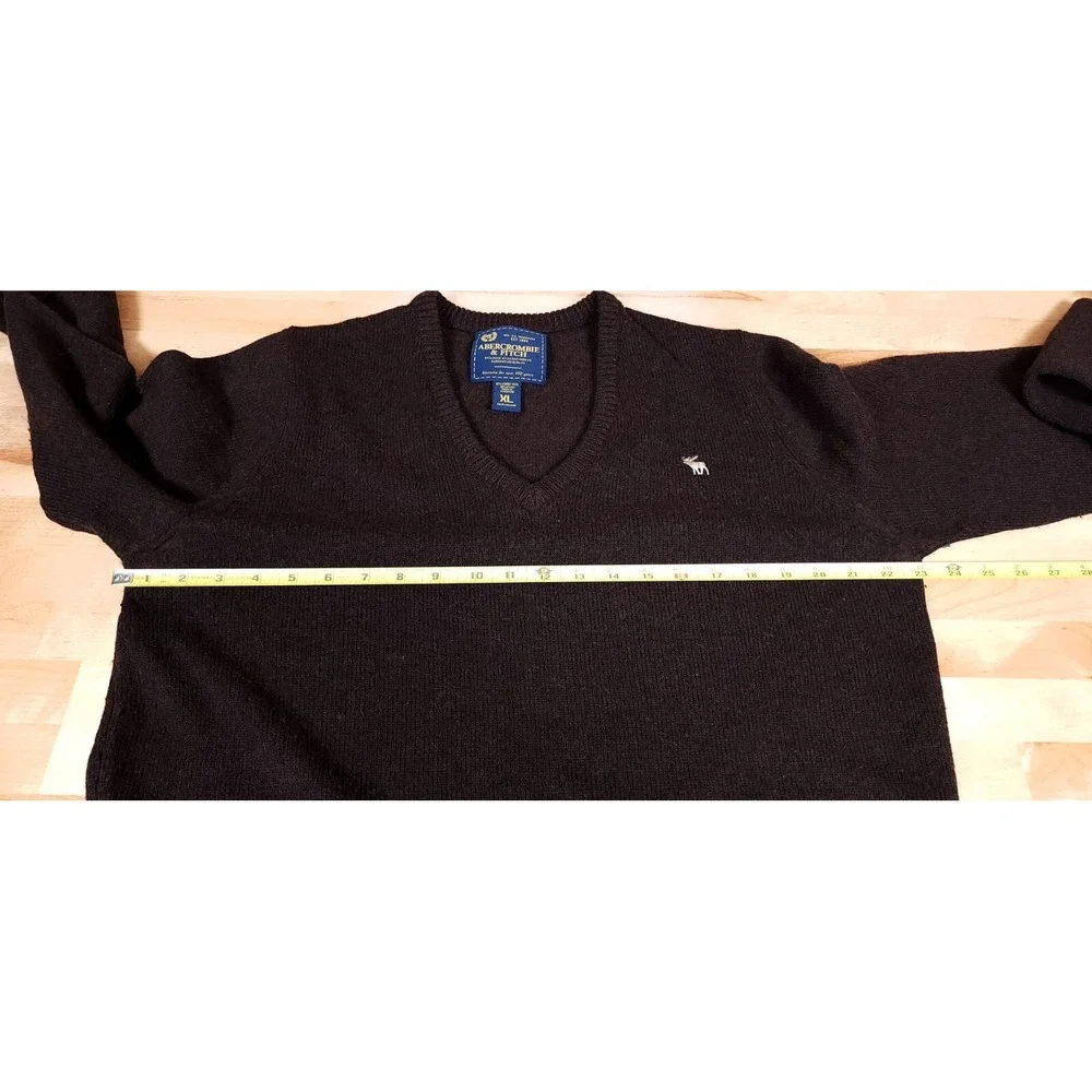 Abercrombie &‎ Fitch Sweater Brown Lambswool Size Large V Neck Long Sleeve